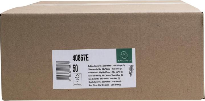 Produktbild Exacompta Thermorolle für Kassen, 80mm x 70m, 1-lagig, 55g, phenolfrei