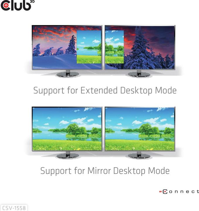 Actual product image Club 3D Club3D MST hub USB 3.2 Type C > 2x HDMI 4K60Hz +100W PD St/Bu retail (USB-C, 3 Ports)