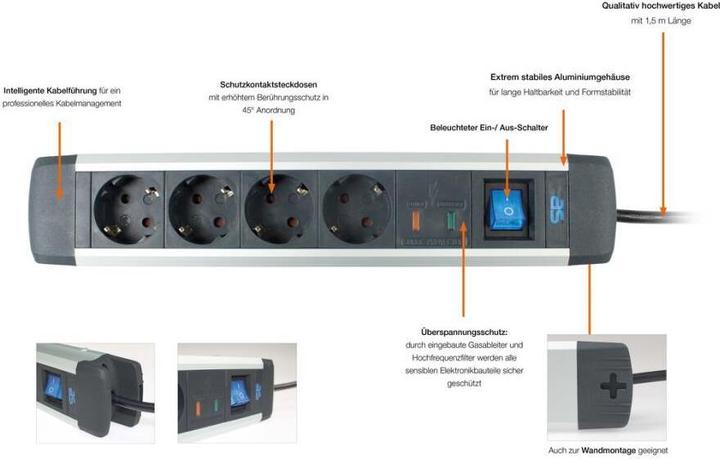 Actual product image As - Schwabe Steckdosenleiste (8 x, CEE 7/3, 1.50 m)