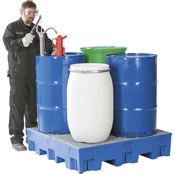 Produktbild asecos PE-Auffangwanne für 200-l-Fässer, Tragfähigkeit 950 kg/m²
