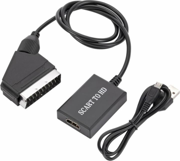 Actual product image Deltalabs Scart auf HDMI 1080p FullHD Konverter Adapter Kabel für TV / PC / DVD - Schwarz 70cm