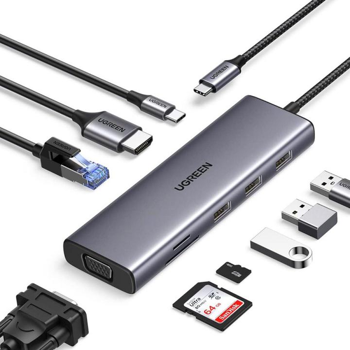 Produktbild Ugreen USB-C 9-In-1 Multifunction Adapter (USB-C, 9 Ports)