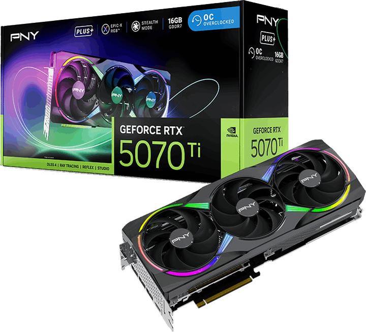 Image du produit PNY GeForce RTX 5070 Ti Epic-X RGB Overclocked Triple Fan Plus (16 Go)
