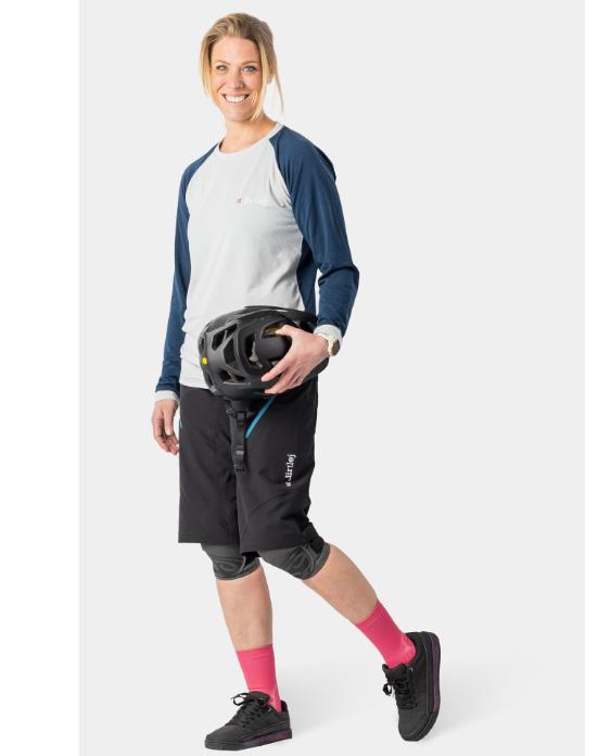 Immagine prodotto dirtlej Maglia da donna Mountee drirelease® Merino a maniche lunghe, grigio/blu, XL (XL)