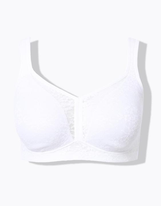 Actual product image Ulla Popken Lace Panel Underwire-Free Minimizer Bra (110 E)