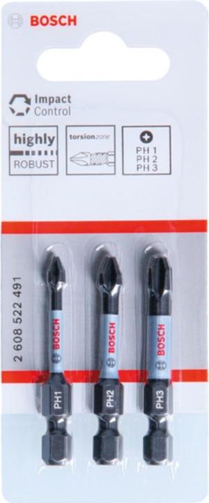 Produktbild Bosch Professional Zubehör PRO Phillips Impact Bit, PH1x55, PH2x55, PH3x55 mm, 3-tlg. (Schraubschlitz, Sechskant (hexagonal))