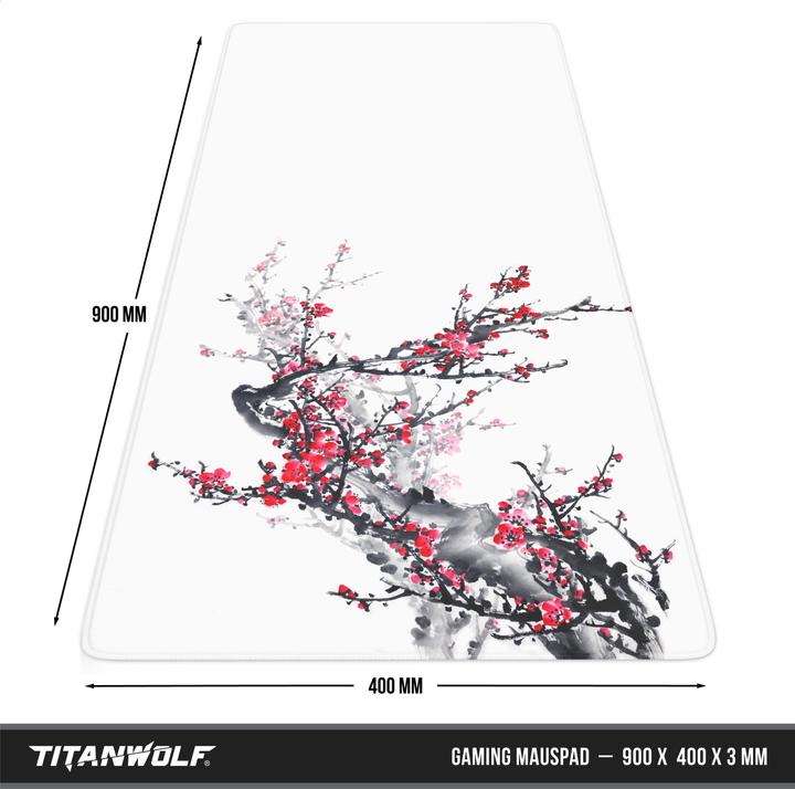 Actual product image Titanwolf Gaming Mouse Pad, 900 x 400mm XXL Speed Gaming Mouse Mat, Mousepad Extra Large Surface, Ink Sakura 2 (XXL)