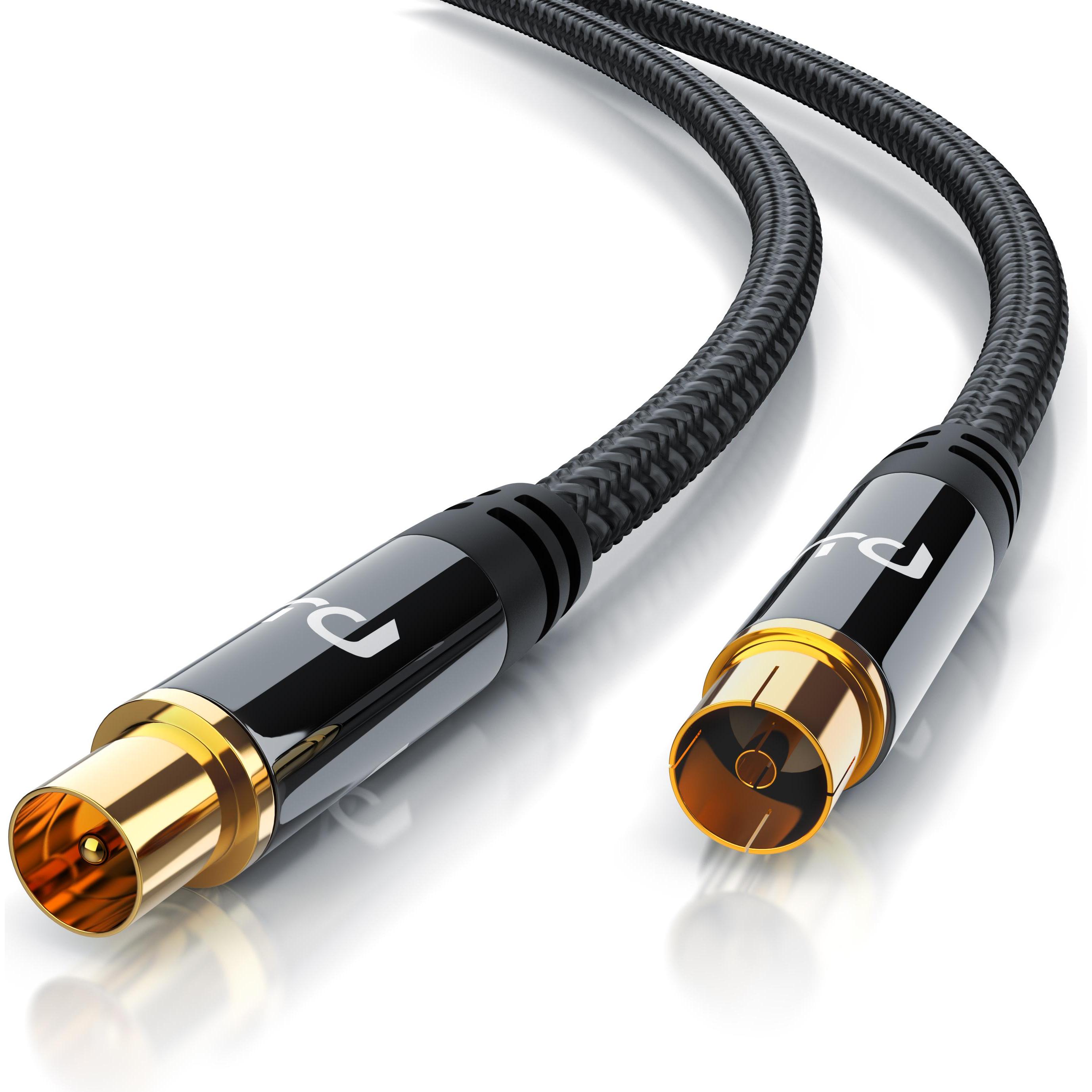Thumbnail - Primewire HDTV Antennenkabel mit Braiding, Premium Koaxialkabel 75 Ohm / 135 dB, TV Kabel, 4K HDTV, DVB-T DAB (135 dB, A...