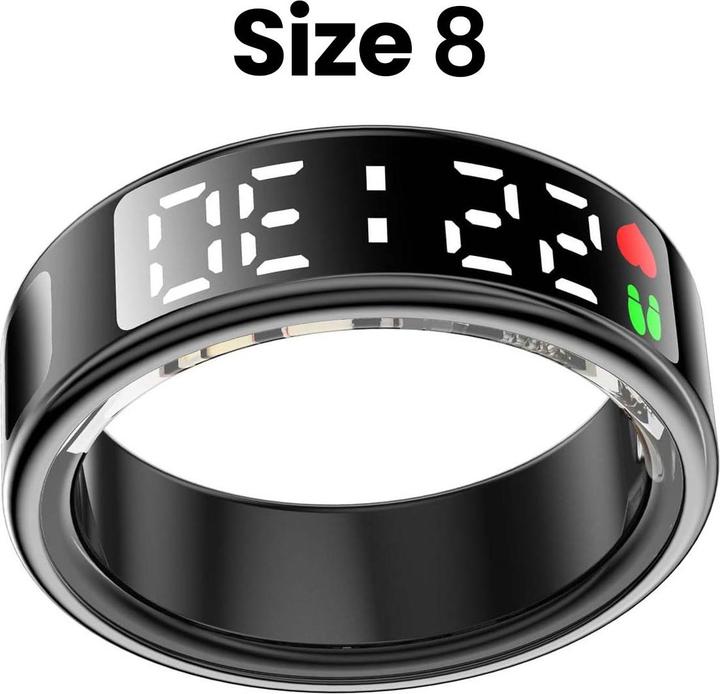 Produktbild Avizar Smart Ring Grösse 8 Saturn LED mit Ladeetui (8, Schwarz)
