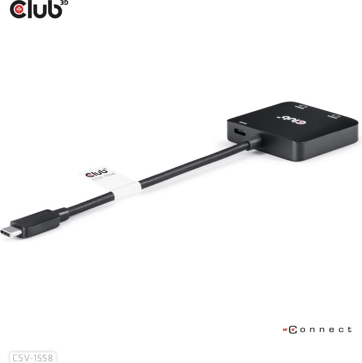 Actual product image Club 3D Club3D MST hub USB 3.2 Type C > 2x HDMI 4K60Hz +100W PD St/Bu retail (USB-C, 3 ports)