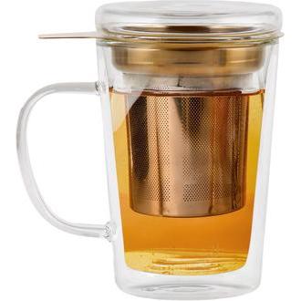 Vialli Design Amo doppelwandiges Glas mit Stahl-Sieb, 300 ml, Bicchieri