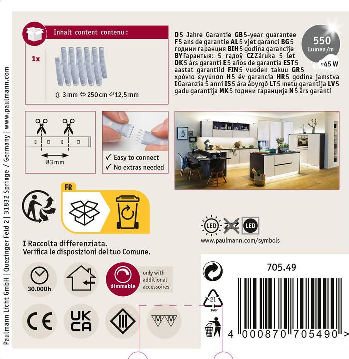 Actual product image Paulmann MaxLED 500 Stripe (Warm white, 250 cm, Indoor)