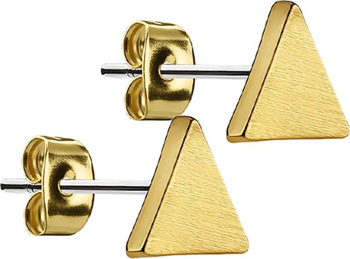 Image du produit Star Piercing Clou d'oreille triangulaire brossé doré (Laiton, Acier chirurgical 316L)