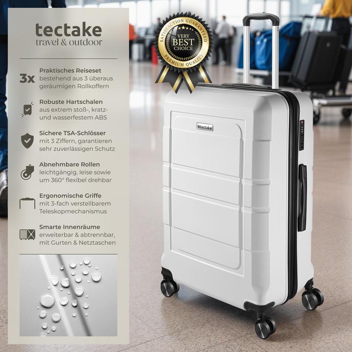 Actual product image tectake Hardshell Suitcase Set Brice - L, M & S sizes, made from ABS plastic, 360° swivel wheels, expandable (111 l)