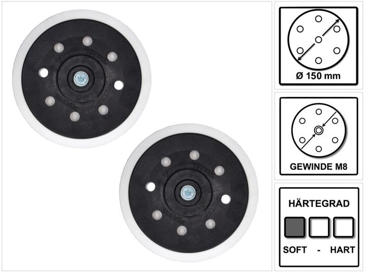 Actual product image Makita 2x sanding disc soft for random orbital sander / grinder 150 mm M8 ( 196684-1 ) (Soft)