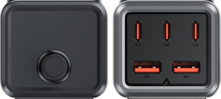 Image du produit Acefast Desktop power strip Z2, GaN, 3xUSB-C, 2xUSB-A, 75W (noir) (75 W, 5 ports)