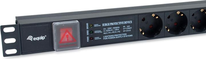 Produktbild equip Steckdosenleiste 1HE6fach mit Schuko + Schalt Alu (6x, CEE 7/3, CEE 7/7, 1.80 m)