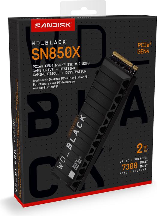 Produktbild WD Black SN850X mit Heatsink powered by SANDISK (2000 GB, M.2 2280)