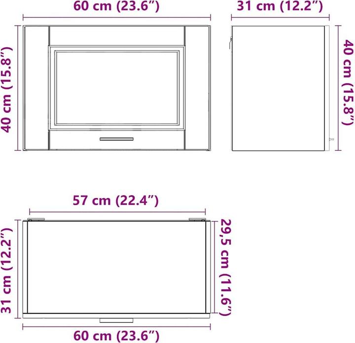 Immagine prodotto VidaXL Parete attrezzata per cucina Porto in legno bianco lucido (60 x 31 x 40 cm)