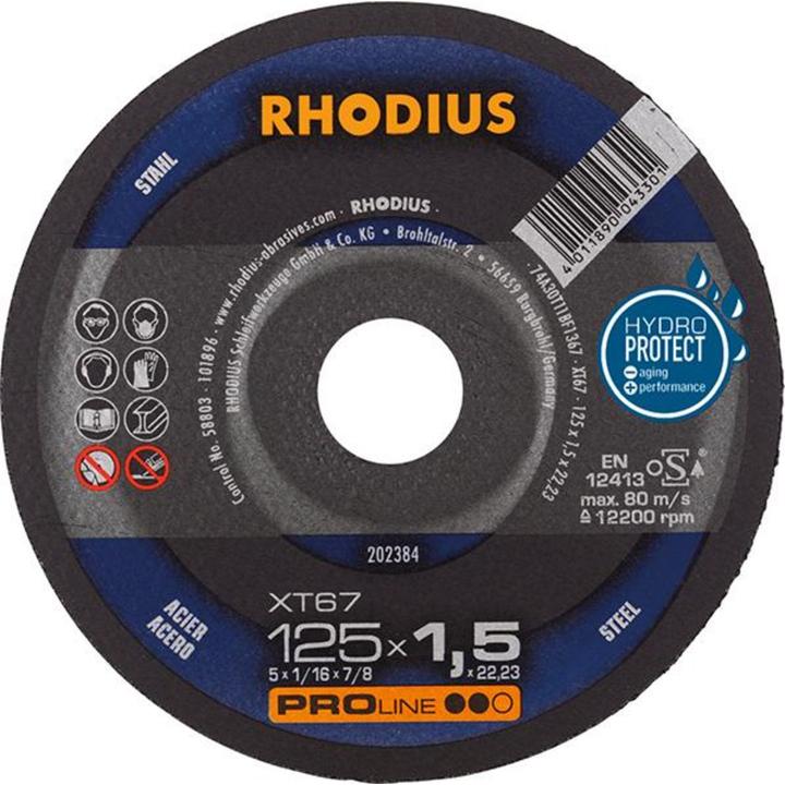 Actual product image Rhodius Cutting discs XT 67 202384 125x1,5x22,23 Extra thin steel