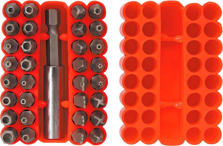 Actual product image TOP Rinkinys Screwdriver Bits 33pcs (39D355) (2, 3, 4, 5, 6 mm, T27, T40, T35, Hexagon socket 2", 3/32, T10, 5/64, T15, T20, T8, 1/8, 9/64, T25, T30)