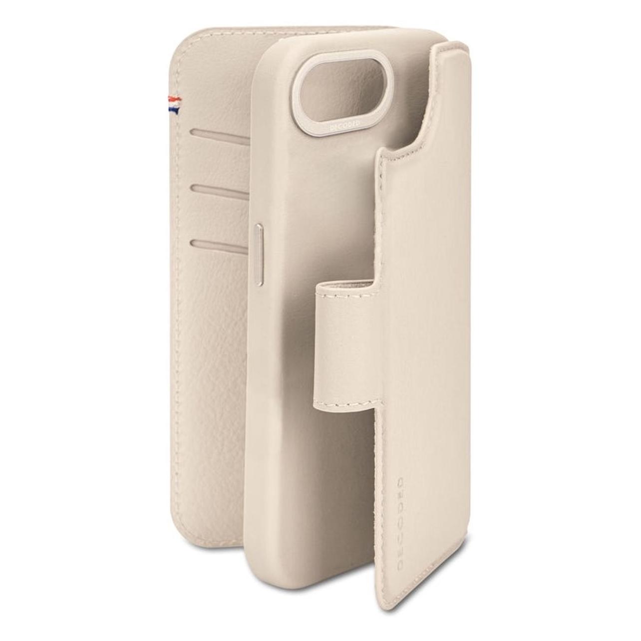 Decoded Custodia Portafoglio Staccabile In Pelle (Apple IPhone 16e), Smartphone Hülle, Beige
