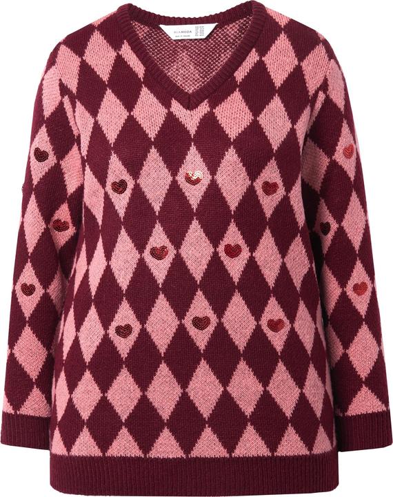 Actual product image Miamoda Pullover, Rhombenmuster, Pailletten-Herzen (42, 44)