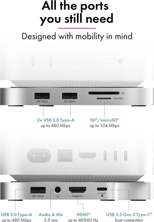 Actual product image Icy Box Club Dock 100 Mac mini docking station with NVMe (USB-C, 4 ports)