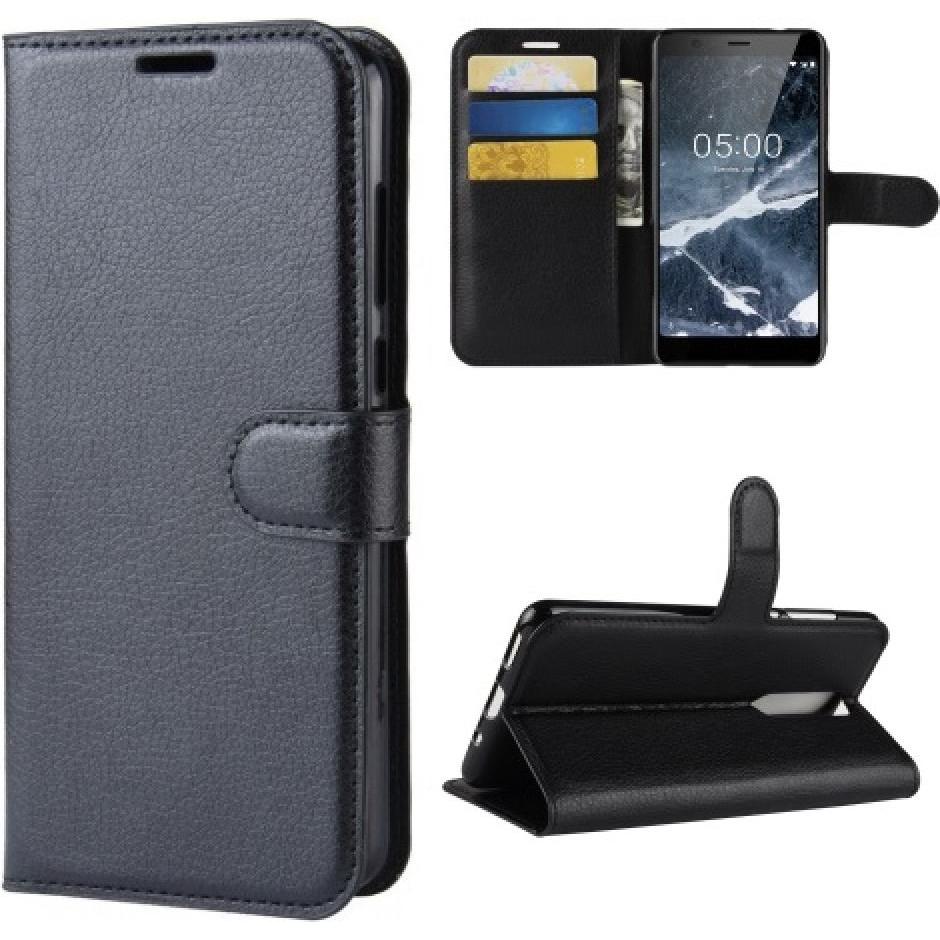 Screenguard Nokia 5.1 Leather Guard Lederhülle (Nokia 5.1), Smartphone Hülle, Schwarz