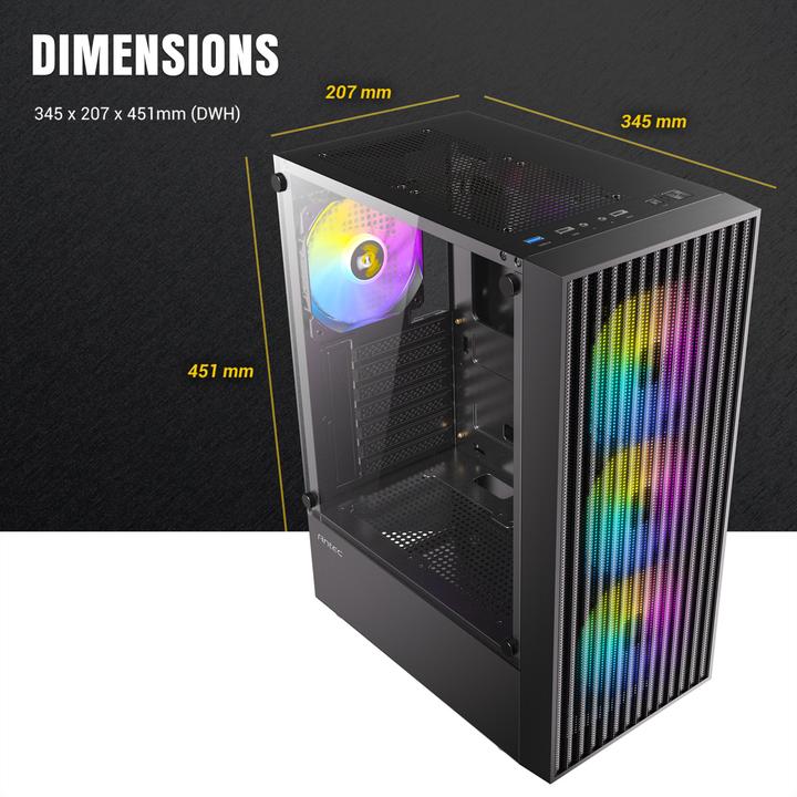Immagine prodotto Antec Boitier Moyen Tour Atx Ax27 Elite RGB Avec Panneau Vitré (Noir) (ATX, ITX, mATX)
