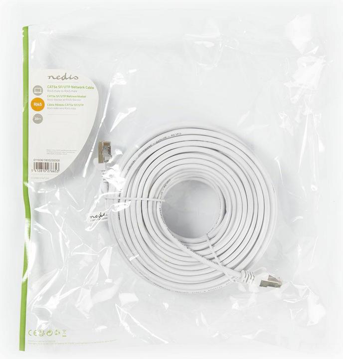 Immagine prodotto Nedis Cavo Cat 5e SF/UTP RJ45 (8P8C) maschio RJ45 (8P8C) maschio rotondo PVC Unisex (SF/UTP, CAT5e, 20 m)