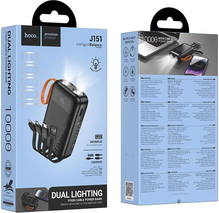 Actual product image Hoco J151, 10000mAh, 10W, Black (10000 mAh, 10 W, 37 Wh)