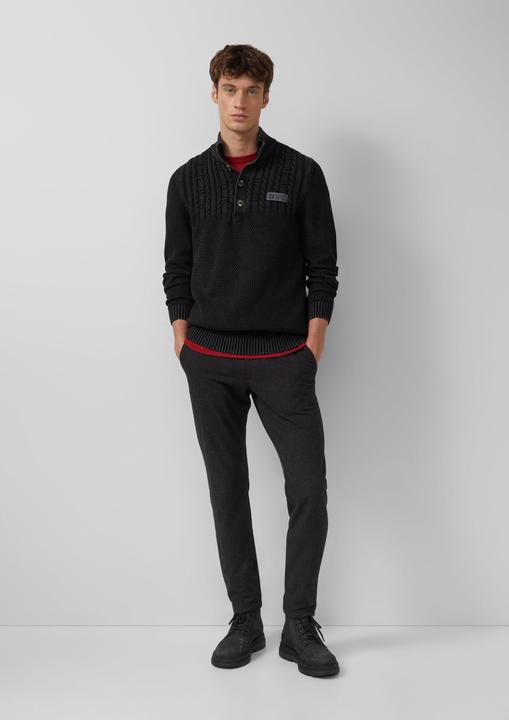 Produktbild s.Oliver Strickpullover Strukturmix-Troyer aus Baumwolle mit Garment Dye (S)