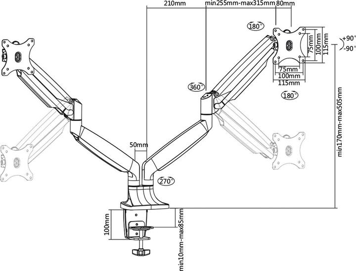 Produktbild RS PRO Dual LCD Monitor Arm (Tisch, 32")