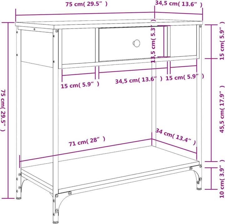 Image du produit vidaXL Konsolentisch (34.50 x 34.50 x 75 cm)