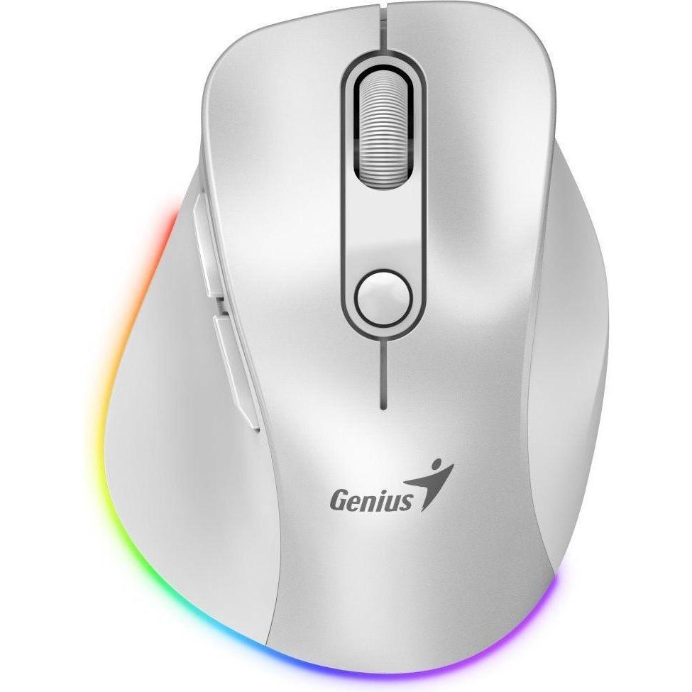 Genius Ergo 9000S Pro/Ergonomická/Optická/Pro praváky/2 400 DPI/Bezdrátová USB + Bluetooth/Bílá (Kabellos), Maus, Weiss