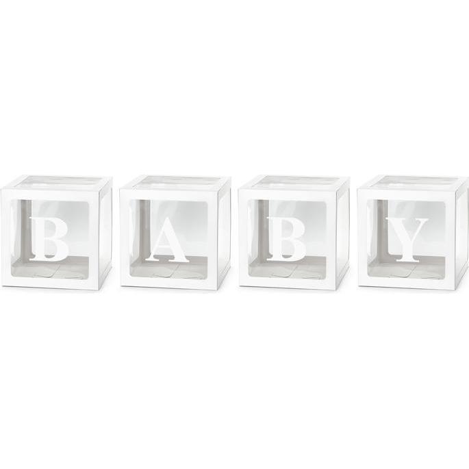 Partydeco Balloon boxes BABY, 30x30 cm, white (1 pkt / 4 pc.)