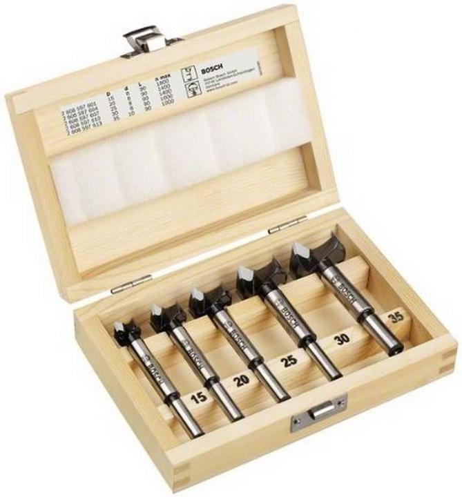 Produktbild Bosch Professional Zubehör 5-tlg. Scharnierlochbohrer-Set, Carbide, 15–35 mm (15 mm, 20 mm, 25 mm, 30 mm, 35 mm)
