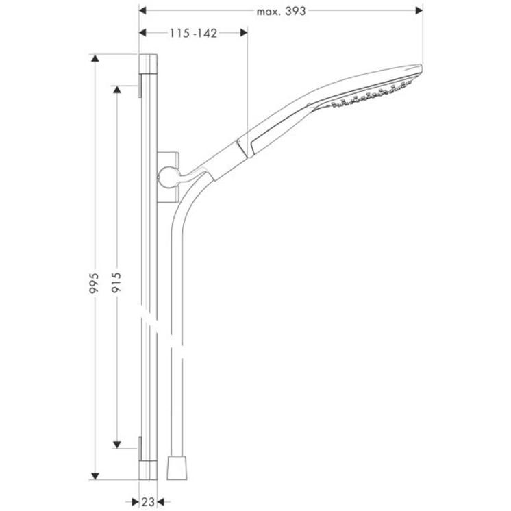 Thumbnail - hansgrohe, Duschbrause, Raindance Select S 150 3jet Handbrause / Raindance Unica Brausestange Set : Farbe - Weiss/ (3 St...