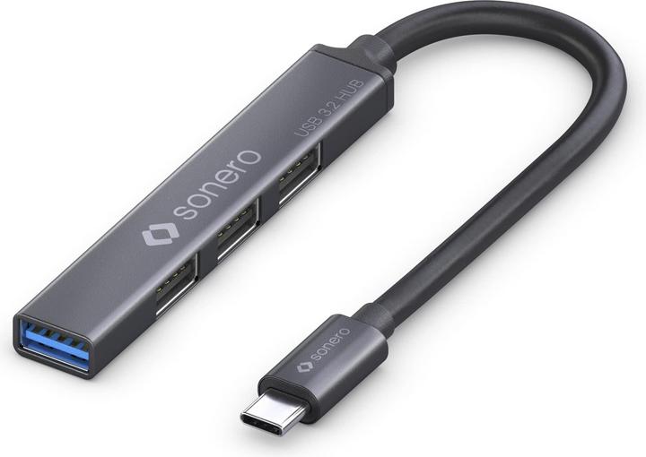 Produktbild Purelink sonero USB 3.2 Gen1x1 Hub - 4 Port USB-C Stecker - 1,00m - Space Grey (USB-C, 4 Ports)