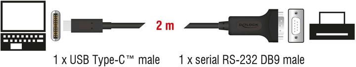 Actual product image Delock Adapter USB Type-C™ to 1 x Serial RS-232 D-Sub 9 Pin Male with Nuts 2 m (2 m)