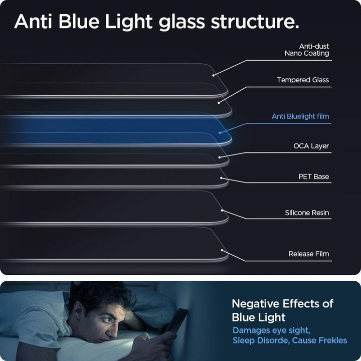 Produktbild Spigen TEMPERED GLASS GLAS.TR "EZ FIT" 2-PACK IPHONE 13 / 13 PRO ANTIBLUE (2 Stück, Apple iPhone 13, Apple iPhone 13 Pro)