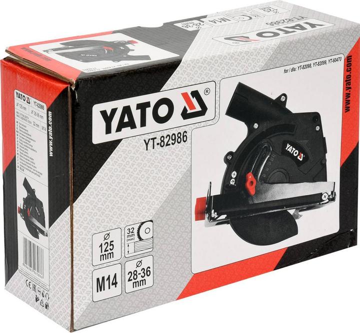 Actual product image Yato Professional universal dust extraction bonnet for angle grinders for cutting wood, incl. saw blade.