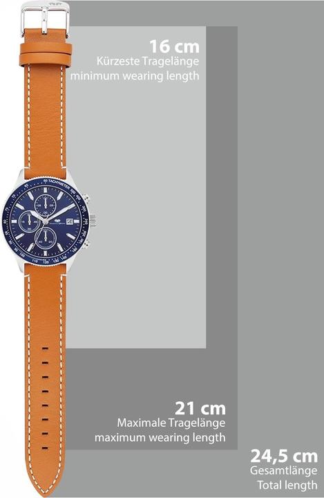 Image du produit Hommes Chronographe Karthago II Cuir véritable Marron - 31938 (Chronographe, 43 mm)