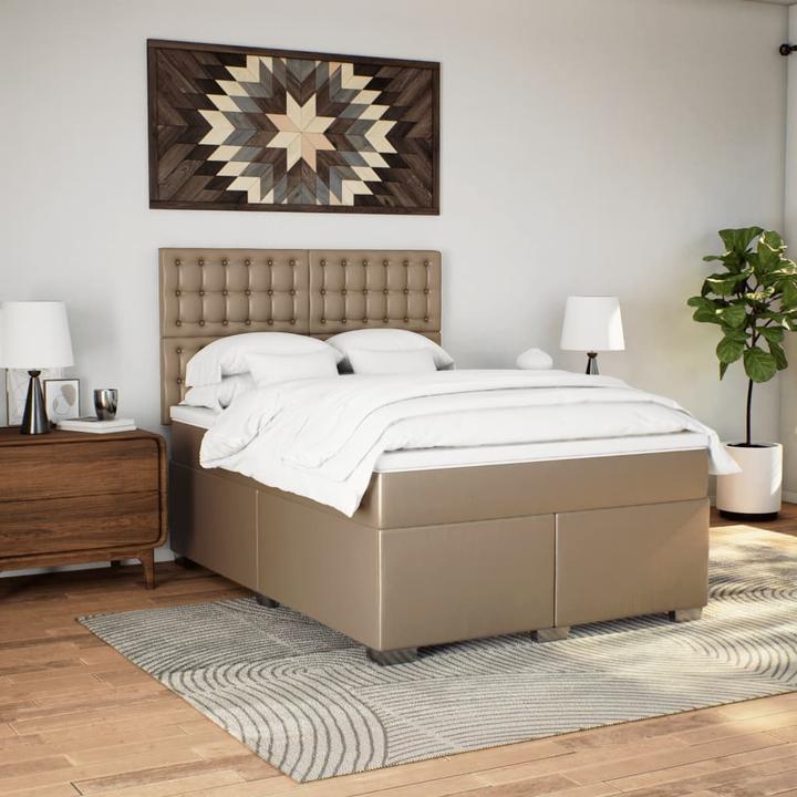 Produktbild vidaXL Boxspringbett Polsterbett Bett Doppelbett Matratze 140x190cm Kunstleder (140 x 190 cm)