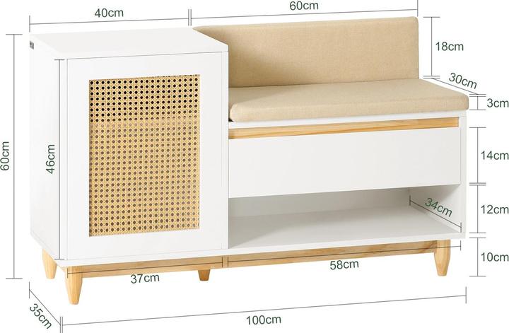 Actual product image SoBuy Cloakroom bench (100 x 35 x 60 cm)