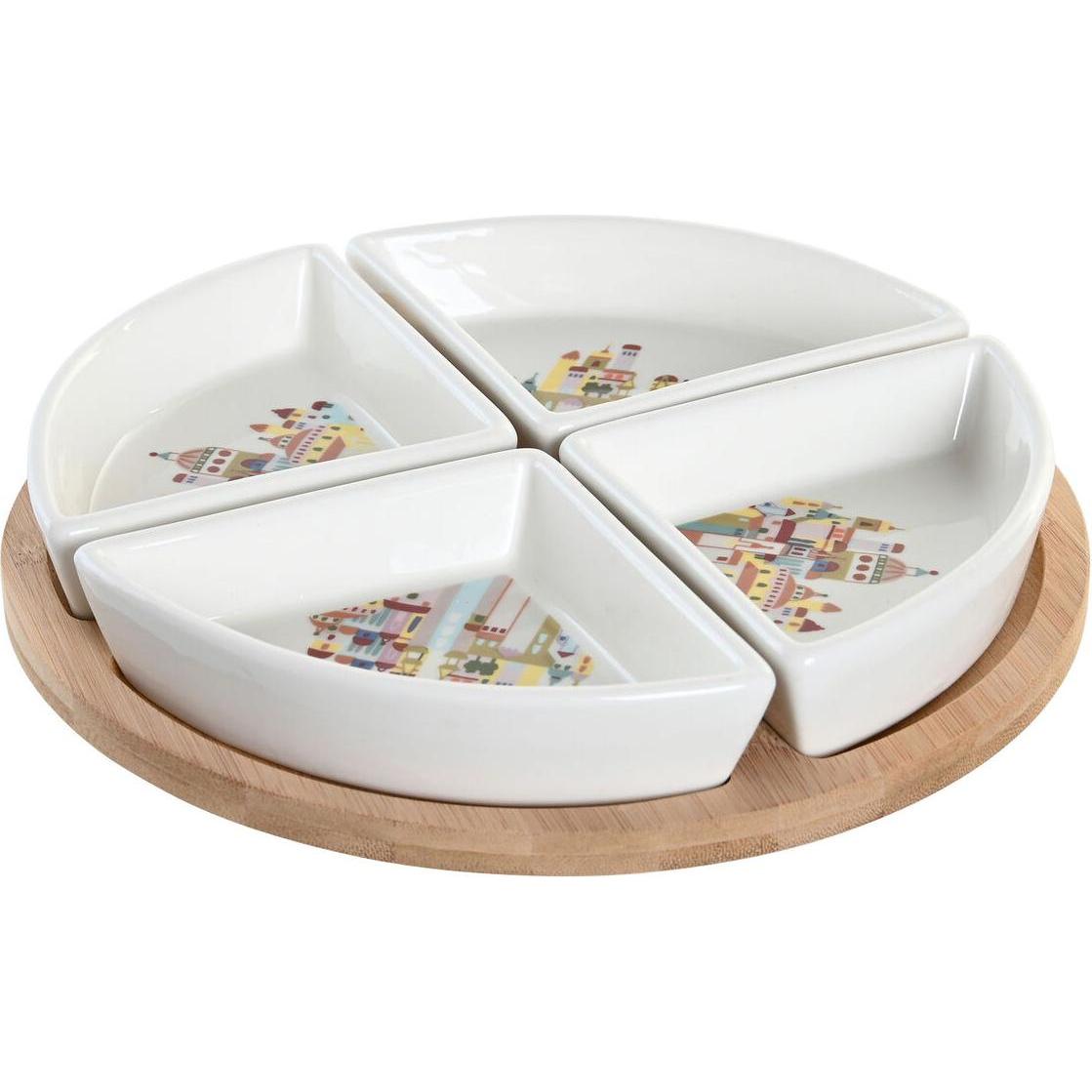 DKD Home Decor, Piatti di servizio, Set per Aetithächen 21,5 x 21,5 x 1 cm buone casette