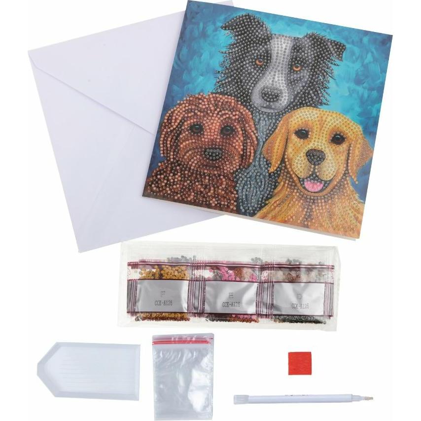 Thumbnail - Craft Buddy Hunde, 18x18cm Crystal Art Card