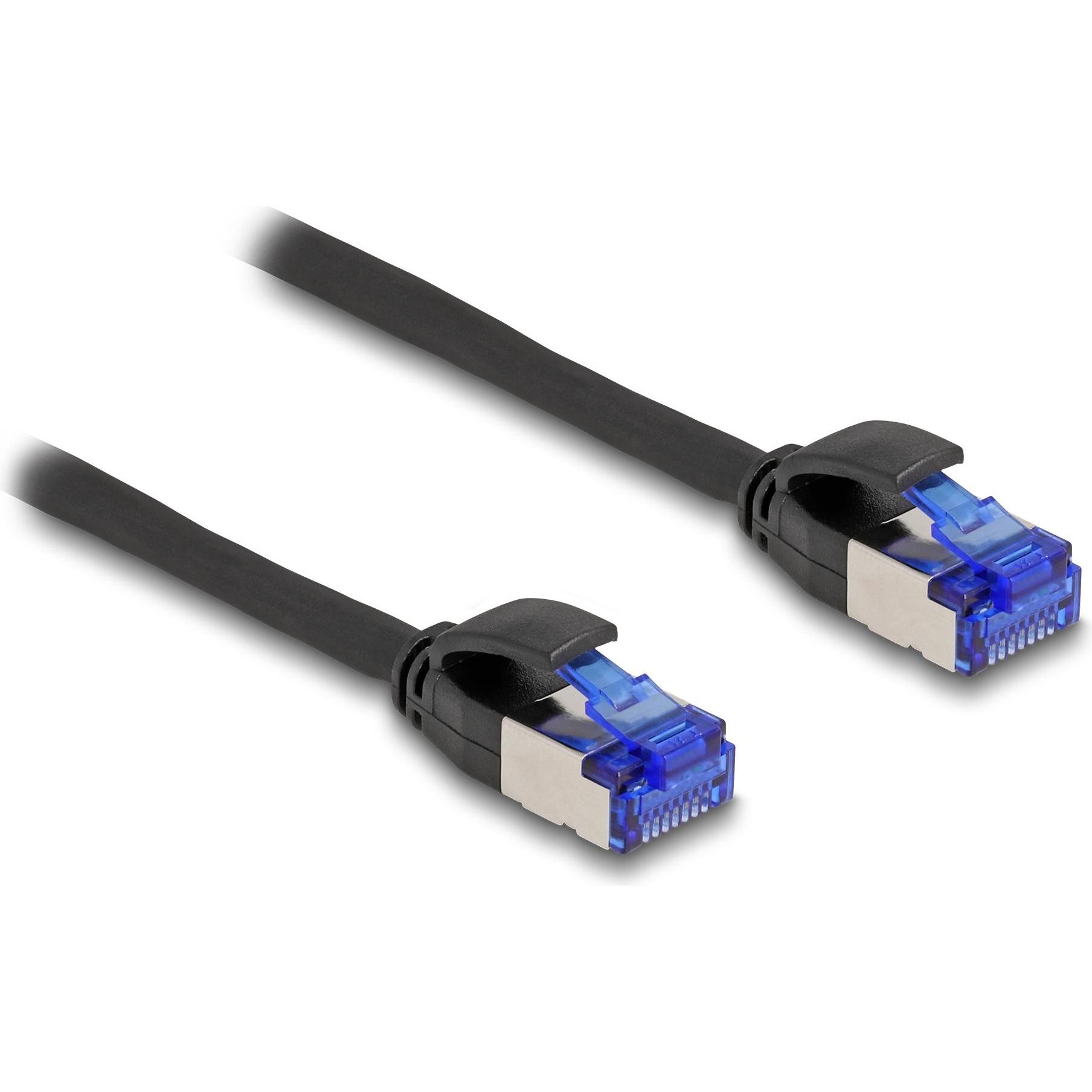 Delock RJ45 Netzwerkkabel Cat.6A S/FTP Slim 1 m schwarz (S/FTP, CAT6a, 1 m), Netzwerkkabel