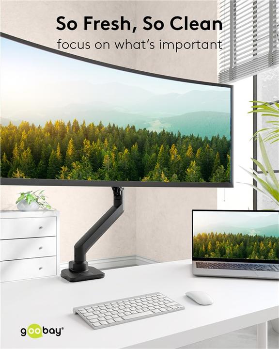 Image du produit Goobay Support pour écran simple Gaming avec vérin à gaz, noir (Sol, 49", 20 kg)